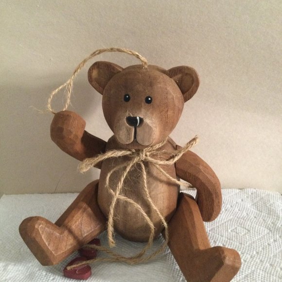 wooden bear ornament figurine hanging decor made in China - Picture 5 of 9